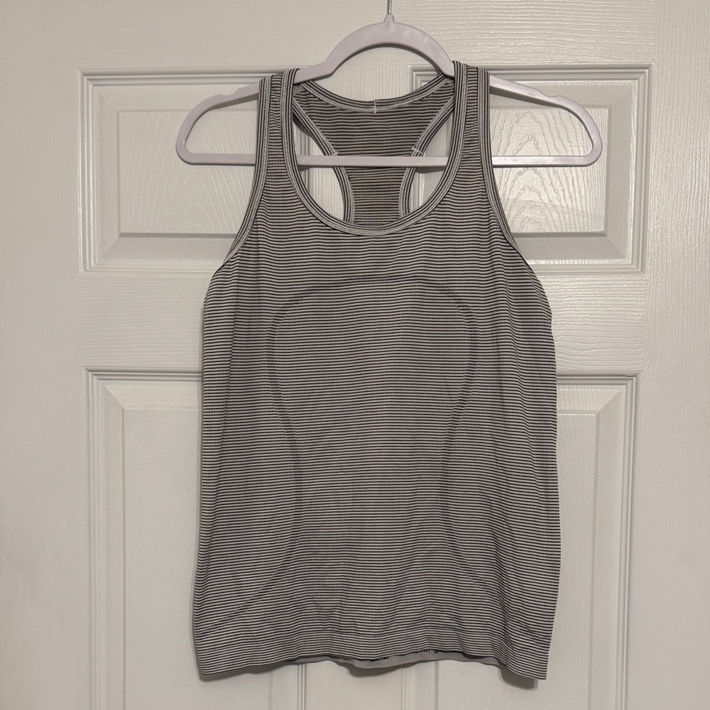 Lululemon swiftly tech tank top 
black and white stripe 
full length